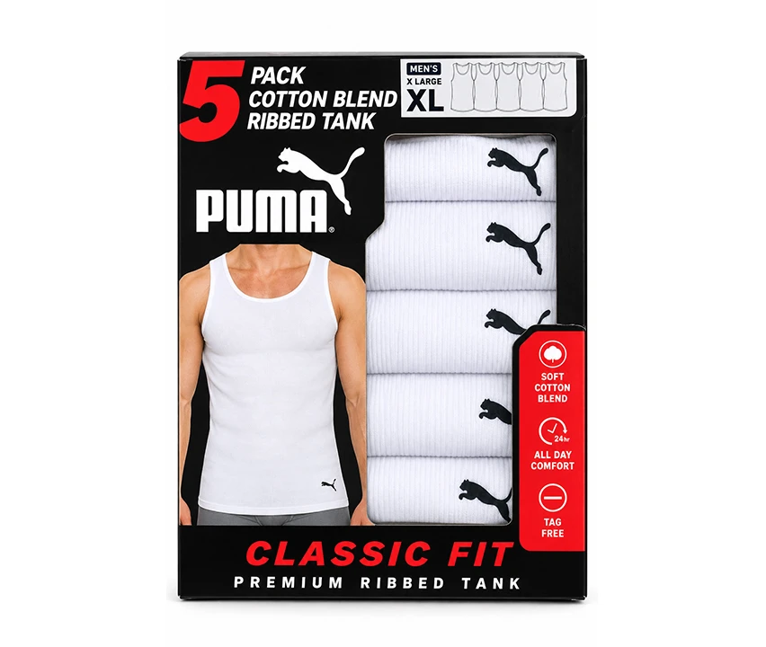 PACK 5 CAMISETAS BLANCAS ALGODÓN PUMA TALLA XL's foto | Javi Sports Shop |  BizneCubano